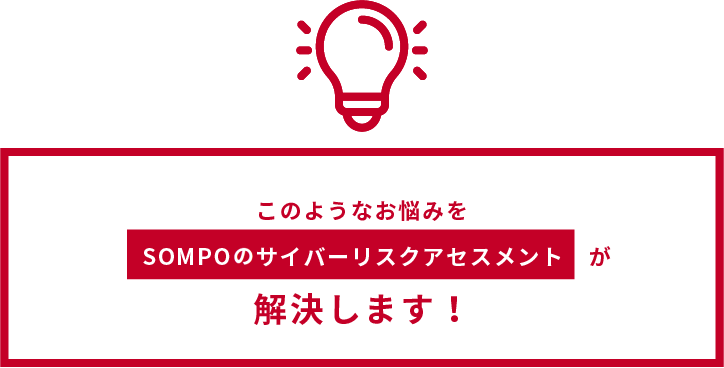このようなお悩みをSOMPOのサイバーリスクアセスメントが解決します！